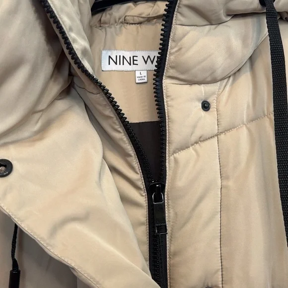 NWT L Nine West Duvet Puffer Coat Tan - Picture 7 of 16